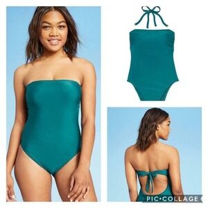 NEW teal Bandeau one piece swim